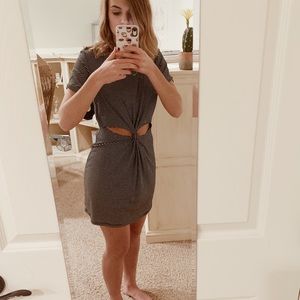 Honey Punch Black and White Striped Cut Out Dress